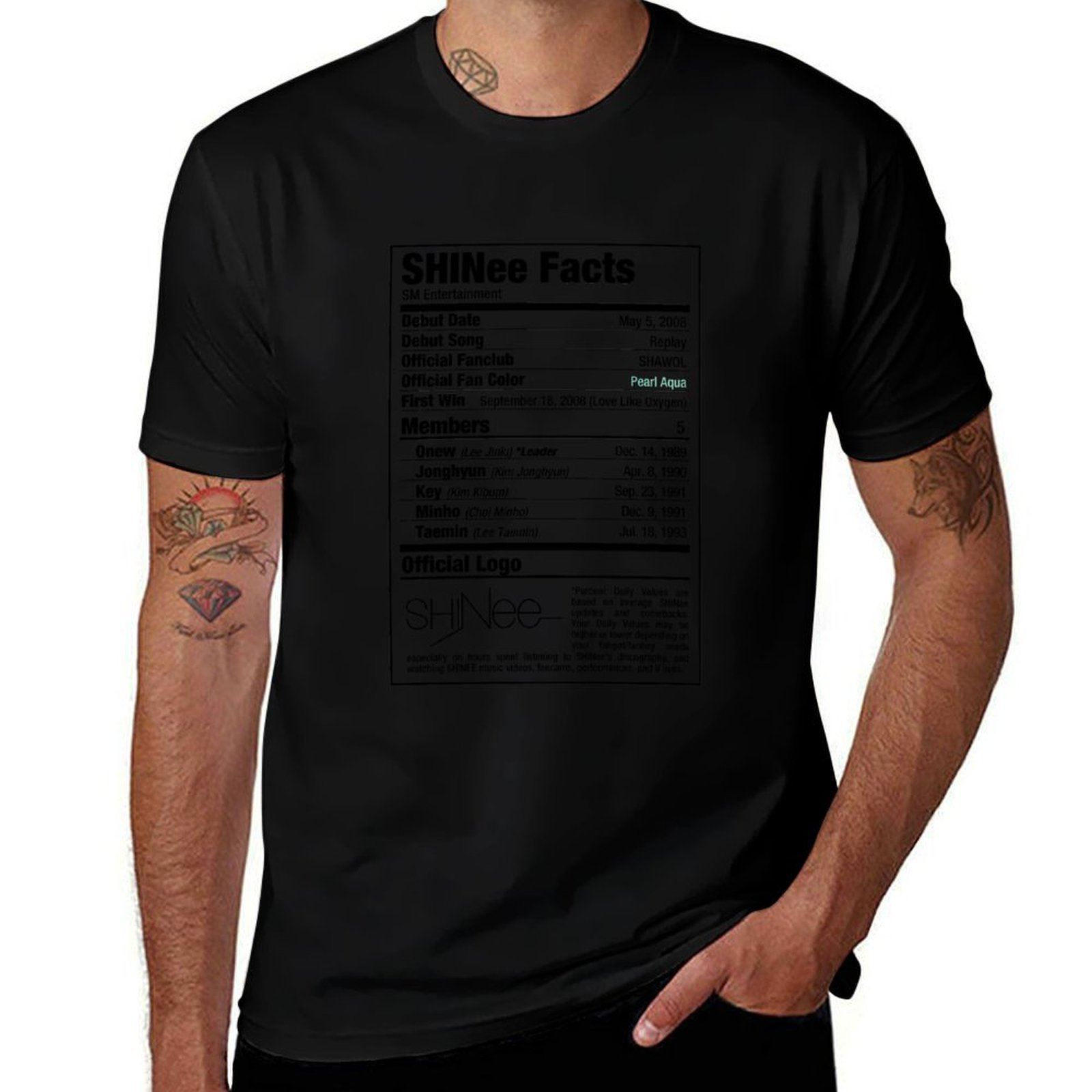 T Nutrition Fitness - SHINee Kpop Nutritional Facts T-Shirt Fitness